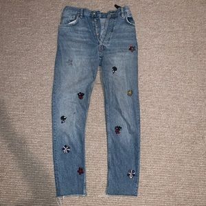 ZARA Premium Denim Collection Embellished Jeans